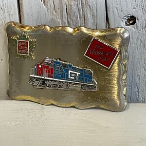 Grand Trunk Western The Milwaukee Road Train Engine Belt Buckle Locomotive